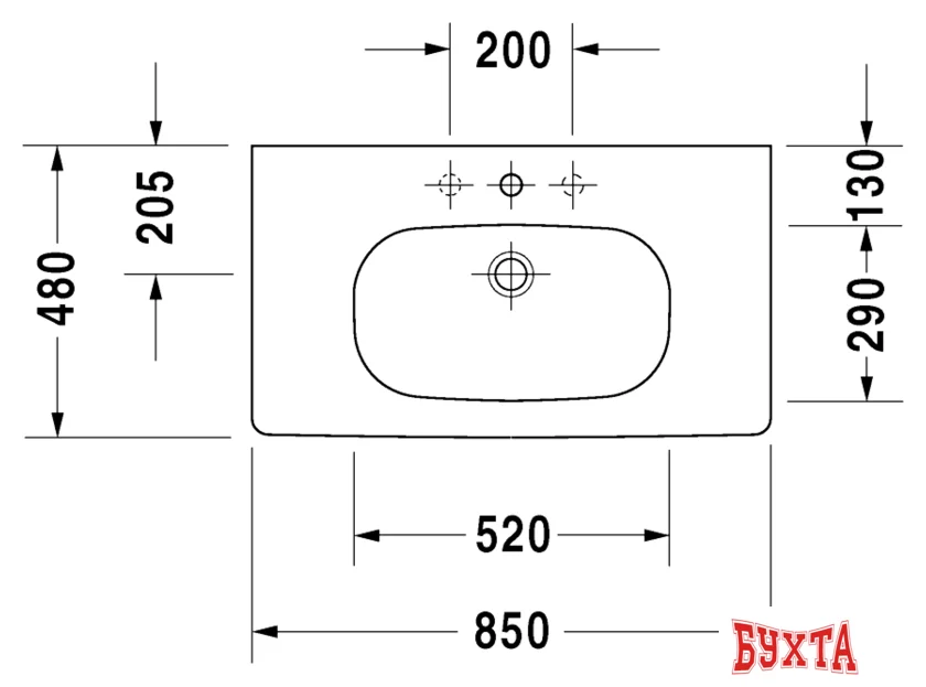 Умывальник Duravit D-Code 85x48 (03428500002)