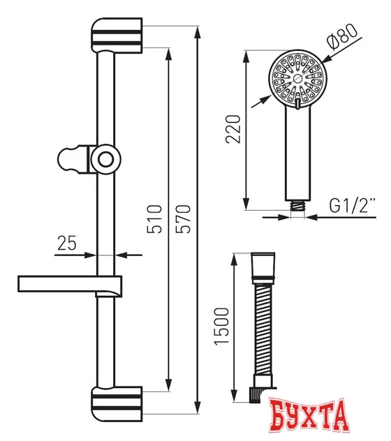 Душевой гарнитур  Ferro Ego N150B