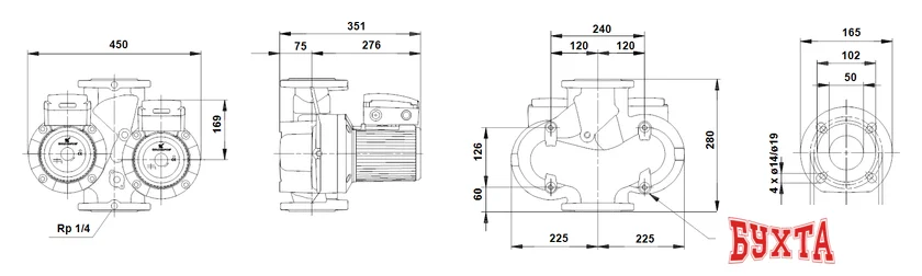 Циркуляционный насос Grundfos UPSD 50-120 F