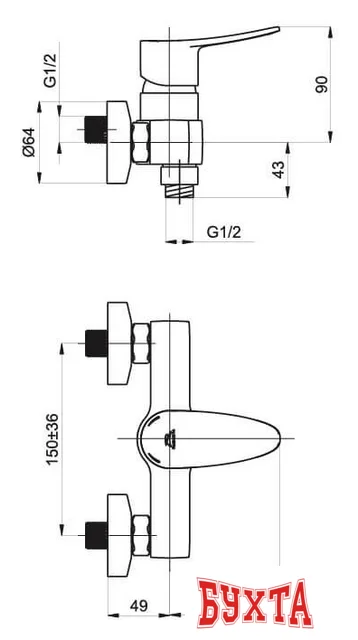 Смеситель Rubineta Static-12/K A20A08N