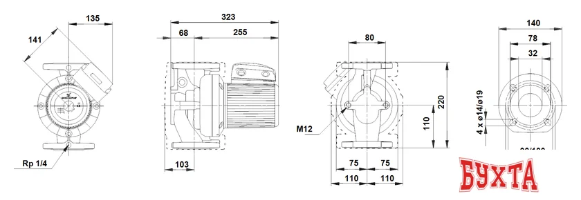 Циркуляционный насос Grundfos UPS 32-60 F (400)