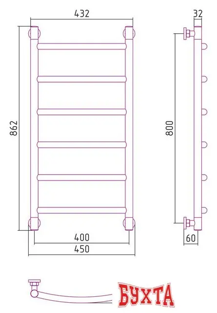 Полотенцесушитель Сунержа Галант+ 800x400 30-0200-8040