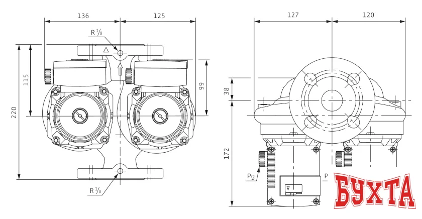 Циркуляционный насос Wilo TOP-SD 32/7 (1~230 V, PN 6/10)