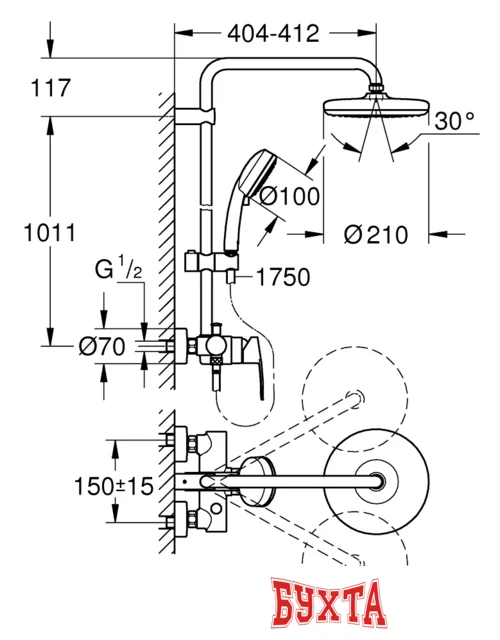 Душевая система  Grohe Tempesta Cosmopolitan System 210 26224001