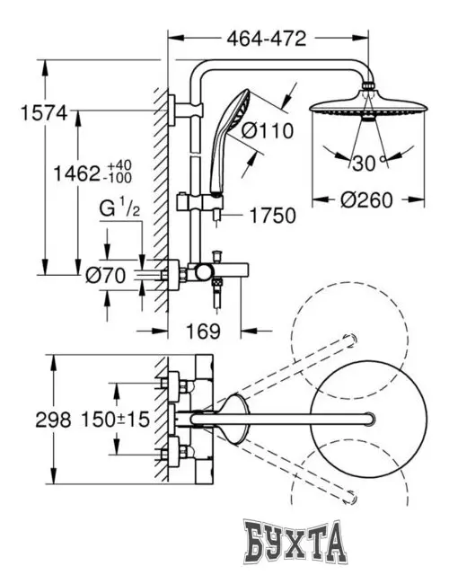 Душевая система  Grohe Euphoria System 260 27475002