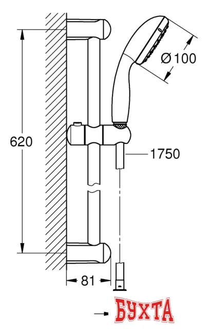 Душевой гарнитур  Grohe New Tempesta 100 27853001