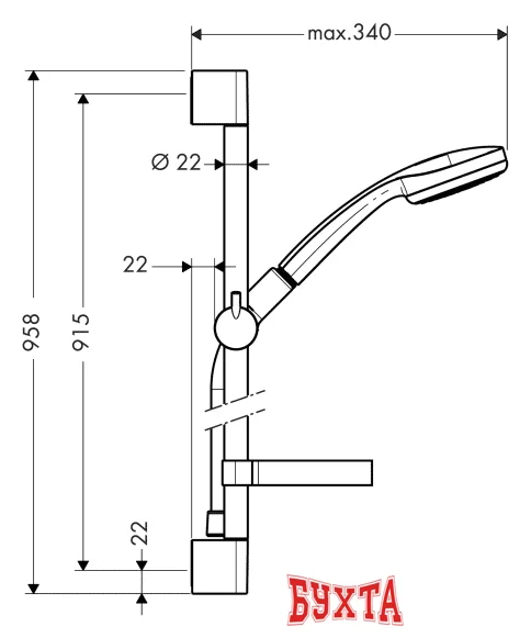 Душевой гарнитур  Hansgrohe Croma 100 (27724000)