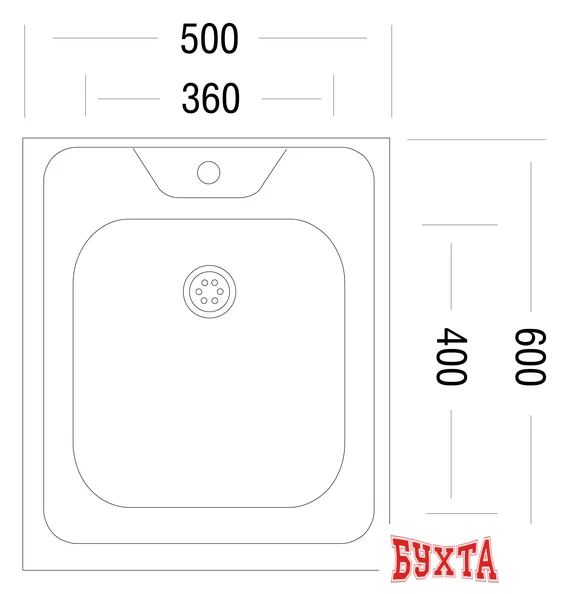 Кухонная мойка Ukinox Стандарт STD500.600 ---5C 0C-