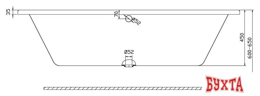 Ванна Kolo Modo 180x80 (слив посередине)