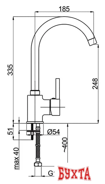 Смеситель Rubineta Ultra-33 (BK) [U30068]