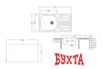 Кухонная мойка Ukinox CMM 780.435 GT 6K