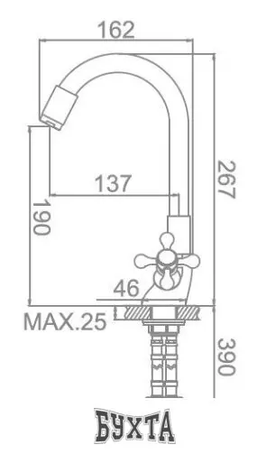 Смеситель Ledeme L1319-2 (черный/хром)