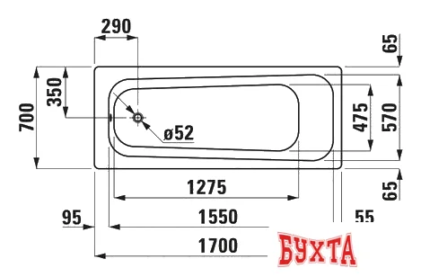 Ванна Laufen Pro 170x70 2249500000401