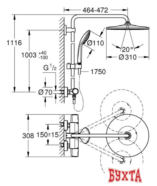 Душевая система  Grohe Euphoria System 310 26075001