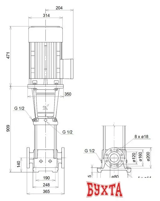 Циркуляционный насос Grundfos CR 45-4-2 A-F-A-E-HQQE