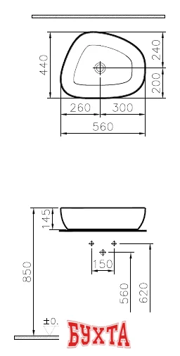 Умывальник Vitra Outline 5991B403-0016