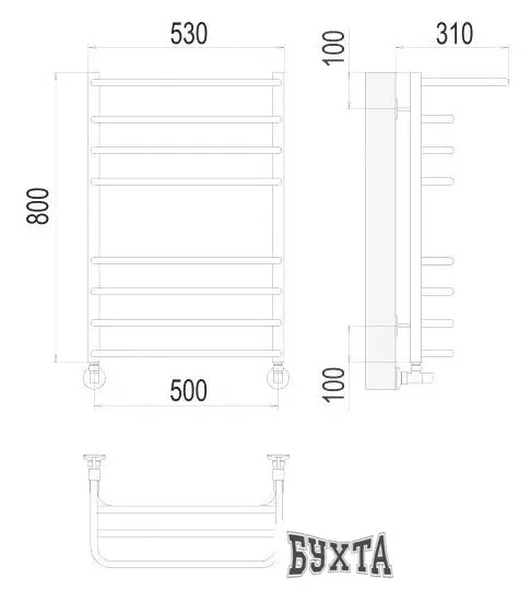 Полотенцесушитель TERMINUS Арктур П8 500x800 (хром)