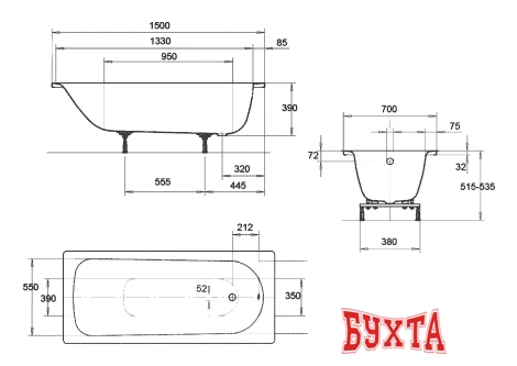 Ванны Kaldewei Eurowa 150x70