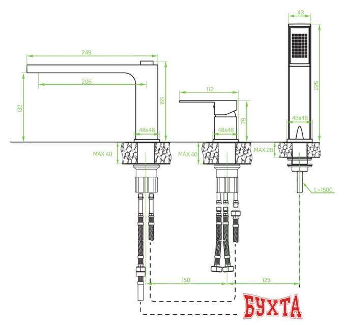 Смеситель Laveo Kvadrato BLQ 713D