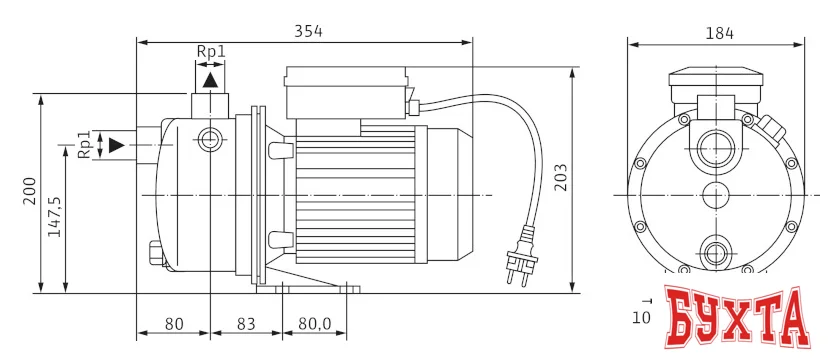 Самовсасывающий насос Wilo Jet WJ 203 X (3~230/400 В)