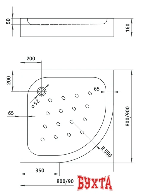 Душевой поддон Deante Standard New 90x90 KTA 053B