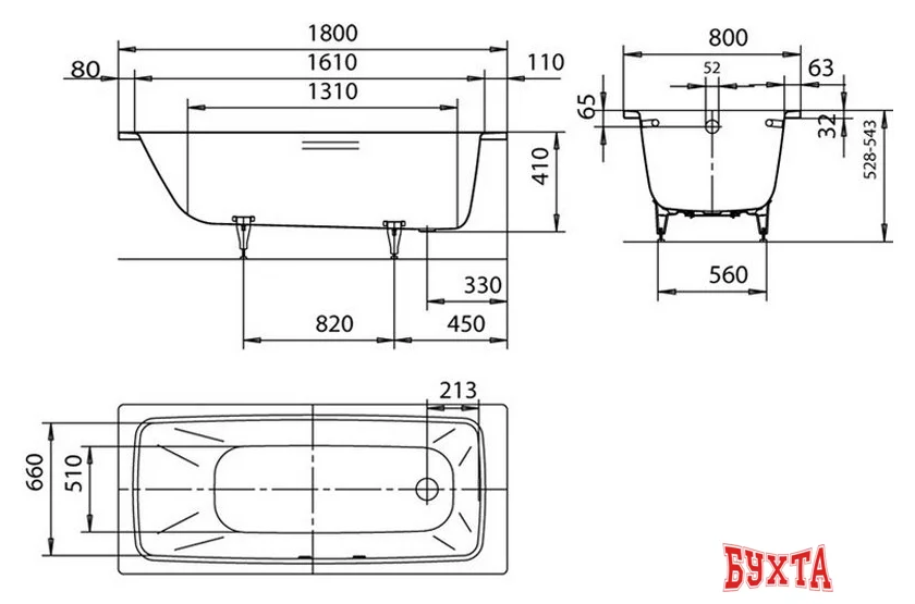 Ванна Kaldewei Cayono 375-1 180x80