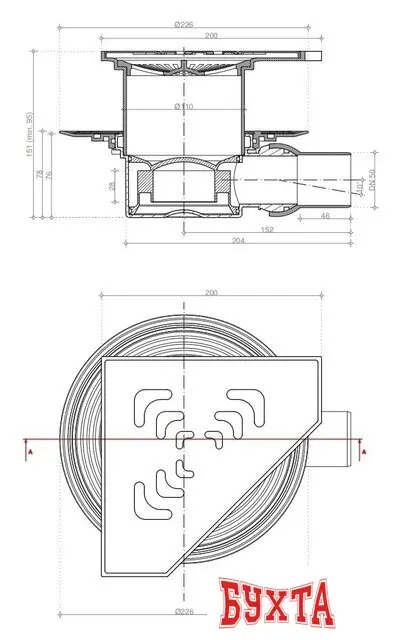 Трап/канал Pestan Confluo Standard Angle 1 Gold