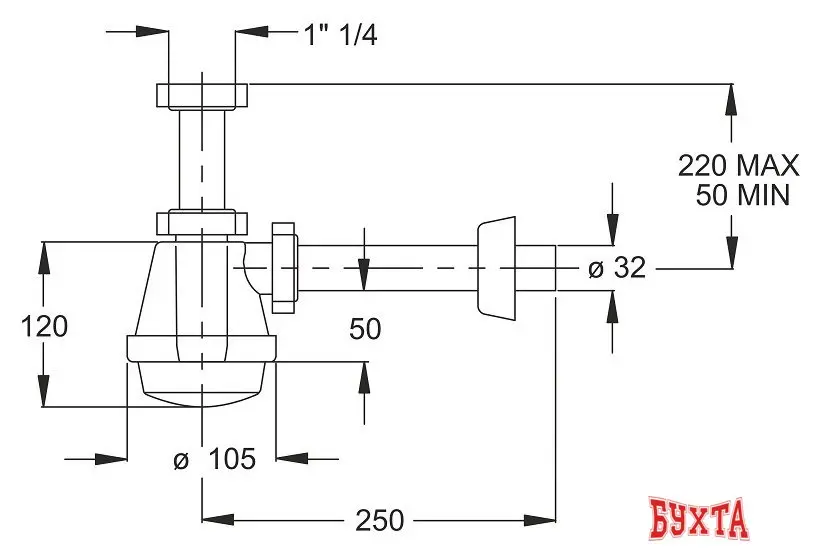 Сифон Bonomini 1370CP54B0