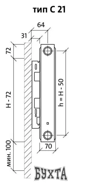 Стальной панельный радиатор Royal Thermo Compact C21-500-800 (Bianco Traffico)