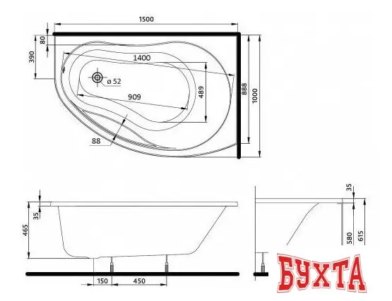 Ванна Kolo Promise 150x100 R XWA3050000