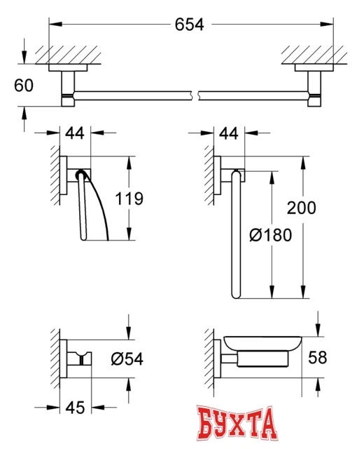 Набор для туалета Grohe Essentials 40344000