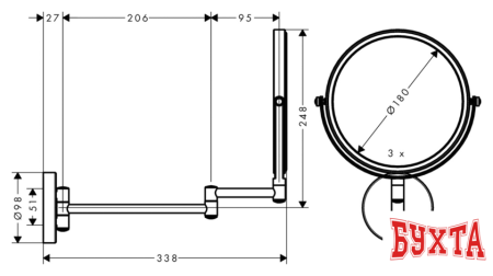 Косметическое зеркало Hansgrohe Logis Universal 73561000