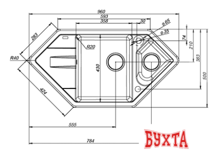 Кухонная мойка IDDIS Vane G V29S965i87