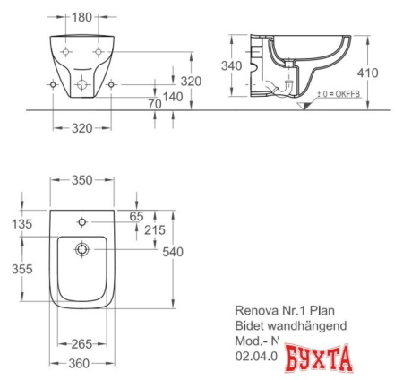 Биде Keramag Renova Nr. 1 Plan [232150000]