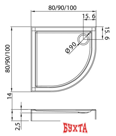 Душевой поддон NEW TRENDY Columbus 100x100 B-0253