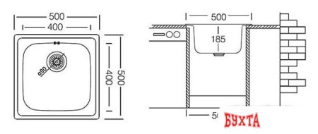 Кухонная мойка Ukinox Гранд GRP500.500-GT8K-C