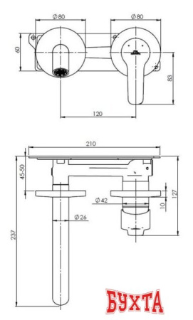 Смеситель Rubineta Torino-1F (BK) PM0010