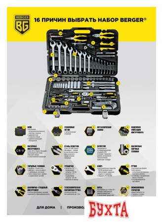 Универсальный набор инструментов Berger BG163-121438 (163 предмета)