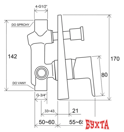 Смеситель без скрытого механизма Ravak 10° TD 061.00 [X070068]