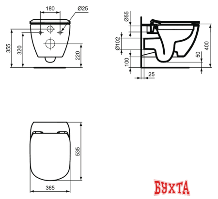 Унитаз Ideal Standard Tesi Rimless T355101