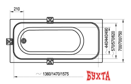 Ванна Ravak Chrome 170x75 (C741000000)