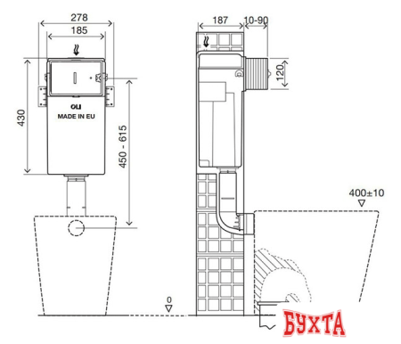 Инсталляция для унитаза OLI Quadra Plus механика