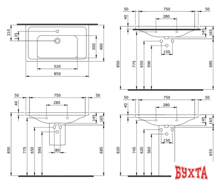 Умывальник Bocchi Taormina Pro Lavabo 1008-001-0126