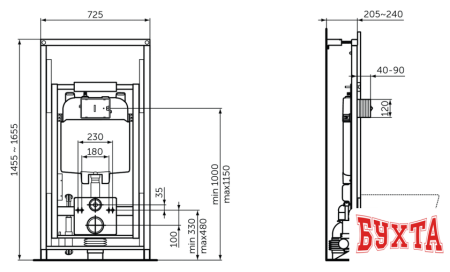 Инсталляция для унитаза Ideal Standard Prosys Comfort Nero R0145A6