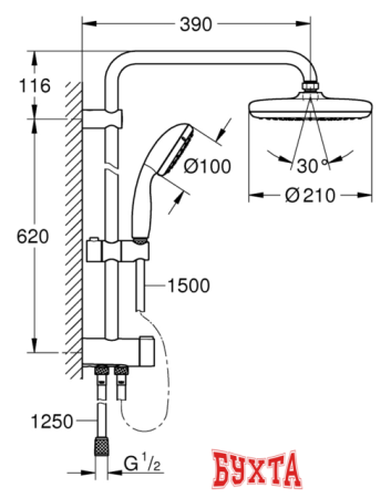 Душевая система  Grohe New Tempesta System 210 26381001