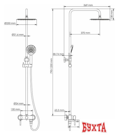 Душевая система  Wasserkraft A14201