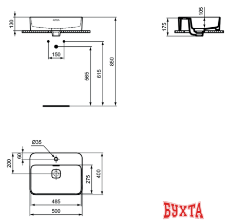 Умывальник Ideal Standard Strada II T296601