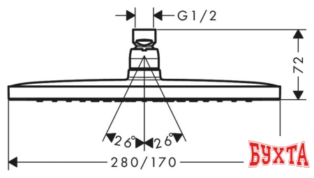 Верхний душ Hansgrohe Croma E 280 1jet 26257000