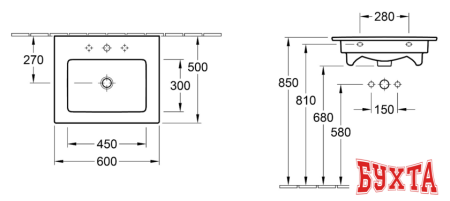 Умывальник Villeroy & Boch Venticello 60x50 [412460]