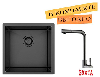 Кухонная мойка ZorG ZRN 4545 Premium + cмеситель Mars Premium PVD Gunblack